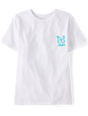 Girls Dreamer Butterfly Puff Print Front And Back Oversized Graphic Tee