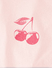 Girls Cherry Front And Back Oversized Graphic Tee
