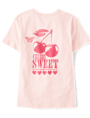 Girls Cherry Front And Back Oversized Graphic Tee