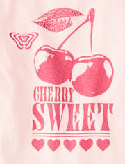 Girls Cherry Front And Back Oversized Graphic Tee