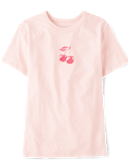 Girls Cherry Front And Back Oversized Graphic Tee