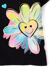 T-shirt graphique à motif cœur et fleurs pour bébés et petites filles