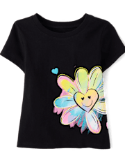 T-shirt graphique à motif cœur et fleurs pour bébés et petites filles
