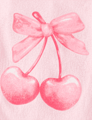 Baby And Toddler Girls Valentine's Day Bow Cherries Graphic Tee