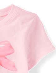 Baby And Toddler Girls Valentine's Day Bow Cherries Graphic Tee
