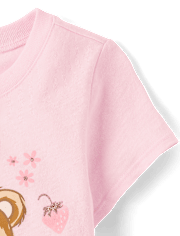 T-shirt graphique pour bébés et petites filles, motif ours en peluche et cœurs, pour la Saint-Valentin