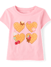 Baby And Toddler Girls Heart Waffles Graphic Tee