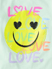 Baby And Toddler Girls Emoji Love Graphic Tee