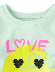 Baby And Toddler Girls Emoji Love Graphic Tee