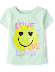 Baby And Toddler Girls Emoji Love Graphic Tee