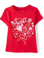 Baby And Toddler Girls Valentine's Day Sweet Doodles Graphic Tee