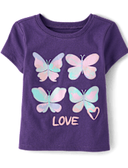 Baby And Toddler Girls Butterfly Love Graphic Tee