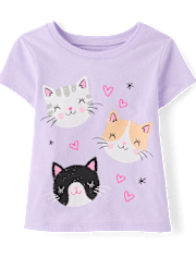 Baby And Toddler Girls Cat Friends Graphic Tee