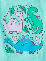 T-shirt graphique à motifs de dinosaures pour bébés et petites filles