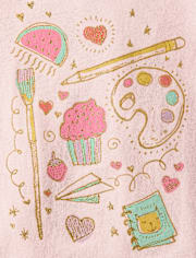 Baby And Toddler Girls Puff Print Food Art Graphic Tee