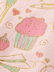 Baby And Toddler Girls Puff Print Food Art Graphic Tee