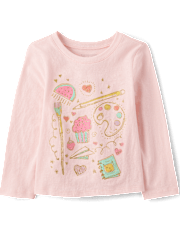 Baby And Toddler Girls Puff Print Food Art Graphic Tee