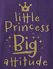 Baby And Toddler Girls Little Princess Big Attitude Graphic Tee