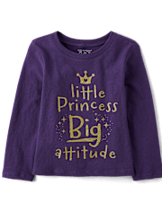 Baby And Toddler Girls Little Princess Big Attitude Graphic Tee