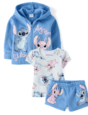 Girls Stitch And Angel 3-Piece Outfit Set