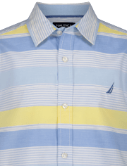 Boys Nautica® Colorblock Striped Button Up Shirt