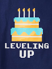 Boys Leveling Up Birthday Cake Graphic Tee