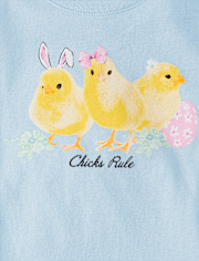 Girls Easter Chicks Rule Graphic Tee