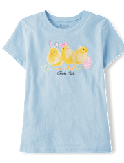 Girls Easter Chicks Rule Graphic Tee