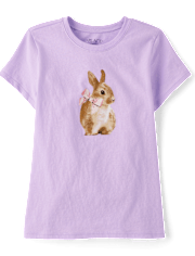 Girls Easter Bunny Bow Graphic Tee