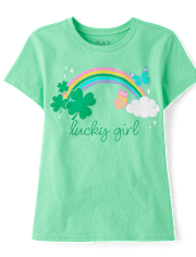 Girls St. Patrick's Day Lucky Girl Graphic Tee