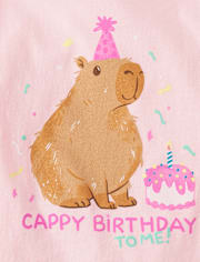 Girls Birthday Capybara Graphic Tee