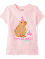 Girls Birthday Capybara Graphic Tee