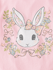 Girls Easter Bunny Floral  Graphic Tee