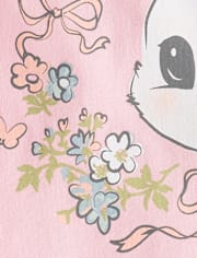 Girls Easter Bunny Floral  Graphic Tee