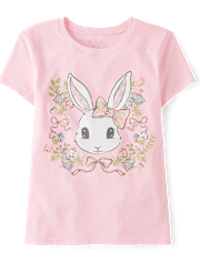 Girls Easter Bunny Floral  Graphic Tee