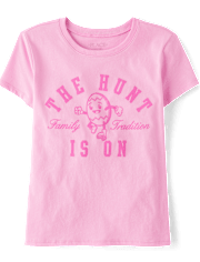 Girls Matching Family Easter The Hunt Is On Graphic Tee