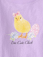 T-shirt graphique mignon avec un poussin pour Pâques, pour bébés et petites filles