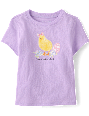 T-shirt graphique mignon avec un poussin pour Pâques, pour bébés et petites filles