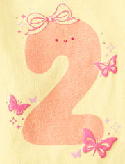 Baby And Toddler Girls 2 Birthday Graphic Tee