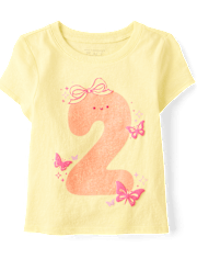 Baby And Toddler Girls 2 Birthday Graphic Tee