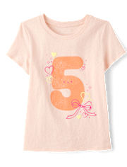 Baby And Toddler Girls 5 Birthday Graphic Tee