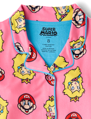 Girls Super Mario™ Princess Peach Button Front Pajamas