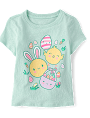 T-shirt graphique poussins de Pâques pour bébés et petites filles