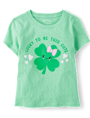 Baby And Toddler Girls St. Patrick's Day Cute Clover Graphic Tee