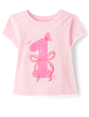 Baby And Toddler Girls 1 Birthday Graphic Tee