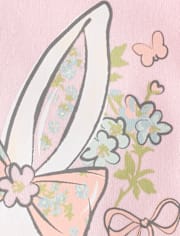 Baby And Toddler Girls Easter Bunny FloralGraphic Tee