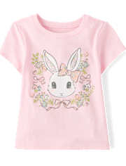 Baby And Toddler Girls Easter Bunny FloralGraphic Tee
