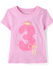 Baby And Toddler Girls 3 Birthday Graphic Tee