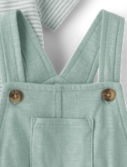 Baby Boys Marled Overalls 2-Piece Outfit Set