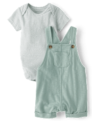 Baby Boys Marled Overalls 2-Piece Outfit Set